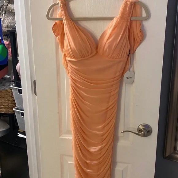 light orange bodycon dress Sexy Elegant Above Knee Orange Bodycon Dress Orange / M
